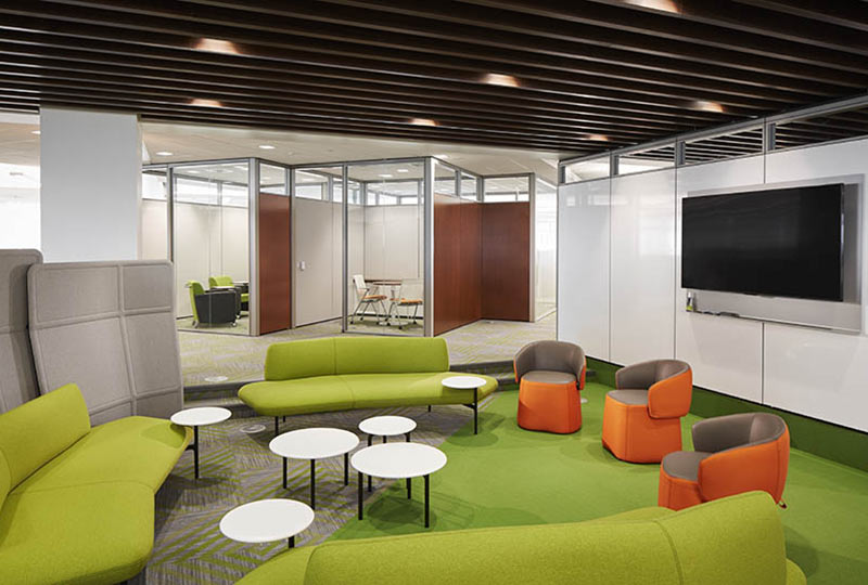 Green office waiting area